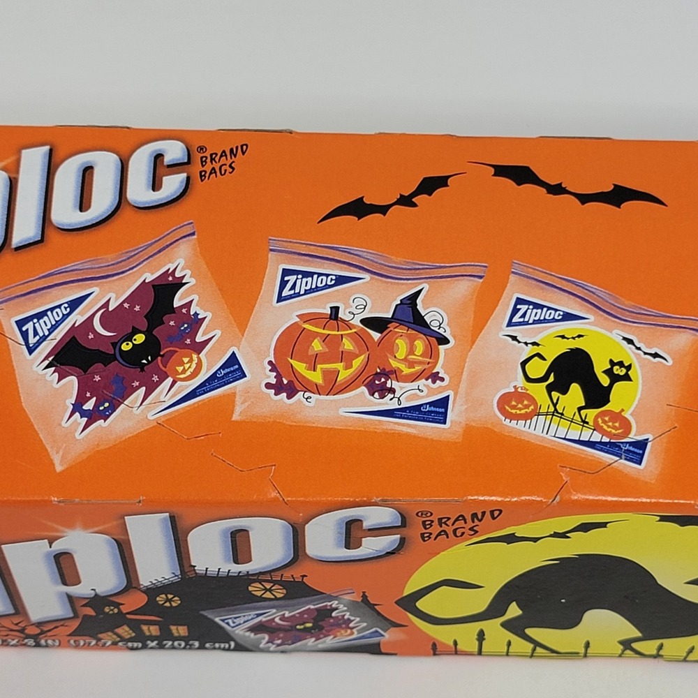 NOS 2009 Ziploc Halloween Print Quart Bags - 25 count - Bats Cats Jack-O-Lantern - Picture 5 of 14